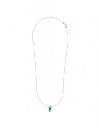 Collana Argento Rodiato Principessa Verde 8X6MM [499827fb]