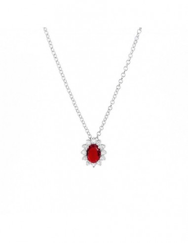Collana Argento Rodiato Principessa Rosso 8x6MM [cec57882]