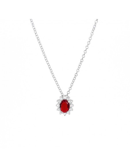 Collana Argento Rodiato Principessa Rosso 8x6MM [cec57882]