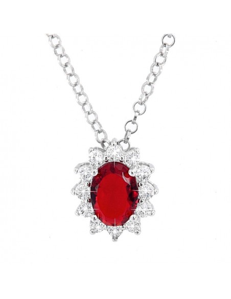 Collana Argento Rodiato Principessa Rosso 8x6MM [c3b164ef]