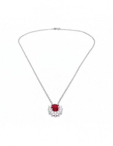 Collana Argento Rodiato Principessa Rosso 8x6MM [74aca5eb]