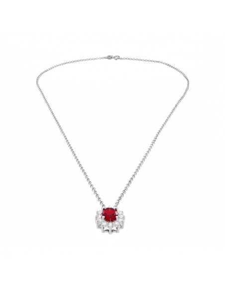 Collana Argento Rodiato Principessa Rosso 8x6MM [74aca5eb]