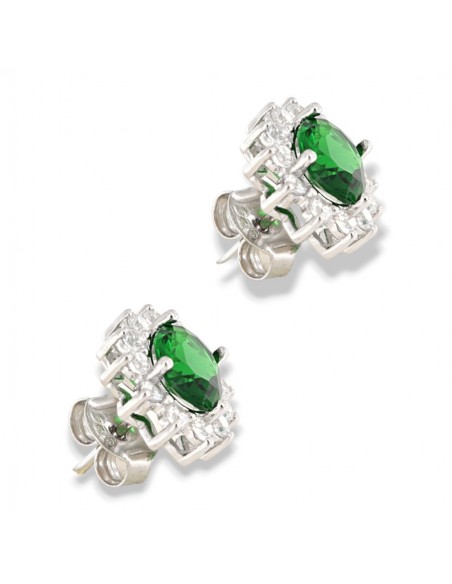 Orecchini Argento Rodiato Principessa Verde 8x6MM [e62a3df4]