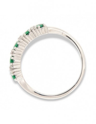 Anello Oro Bianco Riviera Zirconi Verdi Bianchi [b05fa5ab]