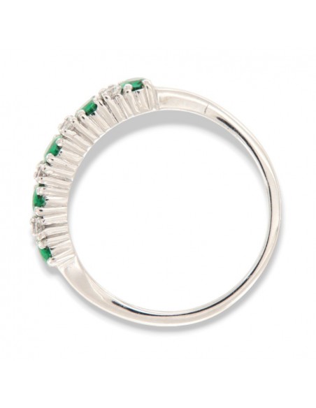 Anello Oro Bianco Riviera Zirconi Verdi Bianchi [b05fa5ab]