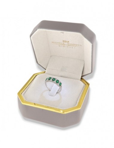 Anello Oro Bianco Riviera Zirconi Verdi Bianchi [de6427a2]