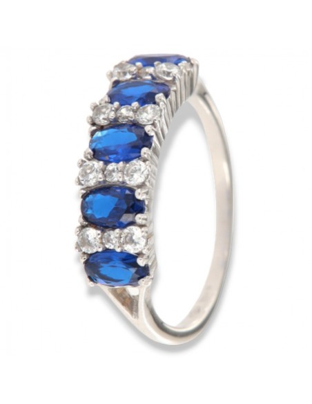 Anello Oro Bianco Riviera Zirconi Blu Bianchi [a996f27d]