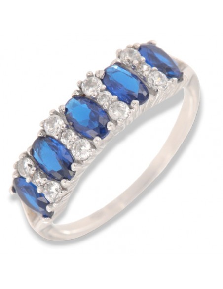 Anello Oro Bianco Riviera Zirconi Blu Bianchi [85befbb0]