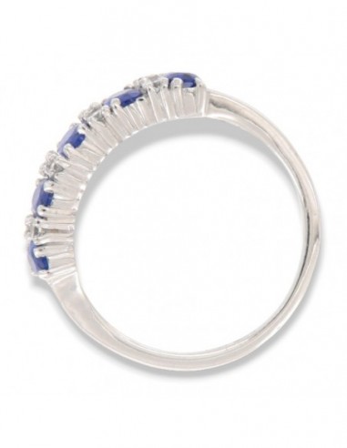 Anello Oro Bianco Riviera Zirconi Blu Bianchi [37f37daa]