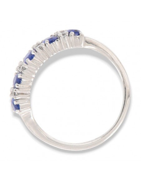 Anello Oro Bianco Riviera Zirconi Blu Bianchi [37f37daa]