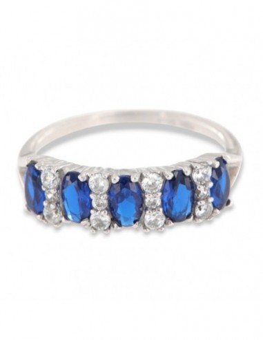 Anello Oro Bianco Riviera Zirconi Blu Bianchi [eed53ea7]