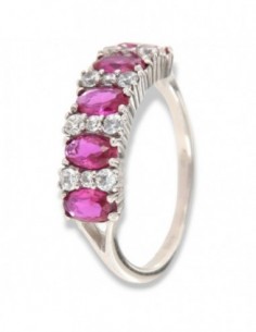 Anello Oro Bianco Riviera Zirconi Viola Bianchi [70b0b170]