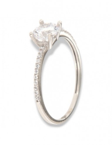 Anello Oro Bianco Solitario Zircone Bianco 6MM [c7ad7074]