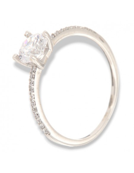 Anello Oro Bianco Solitario Zircone Bianco 6MM [8eb70dad]