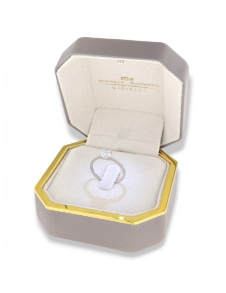 Anello Oro Bianco Solitario Zircone Bianco 6MM [57914ea0]