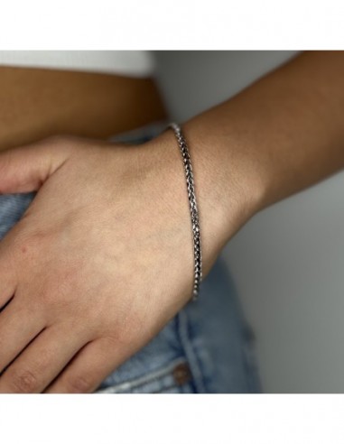 Bracciale Oro Bianco Maglia Quadrispiga 3,4GR [fa866535]