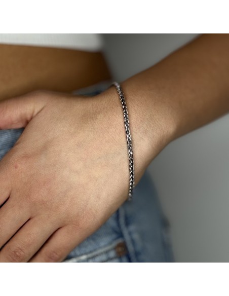 Bracciale Oro Bianco Maglia Quadrispiga 3,4GR [fa866535]