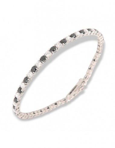 Bracciale Argento Tennis Zirconi Bianchi/Neri 3MM [e5555e74]