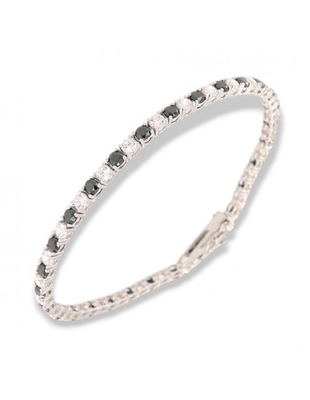 Bracciale Argento Tennis Zirconi Bianchi/Neri 3MM [e5555e74]