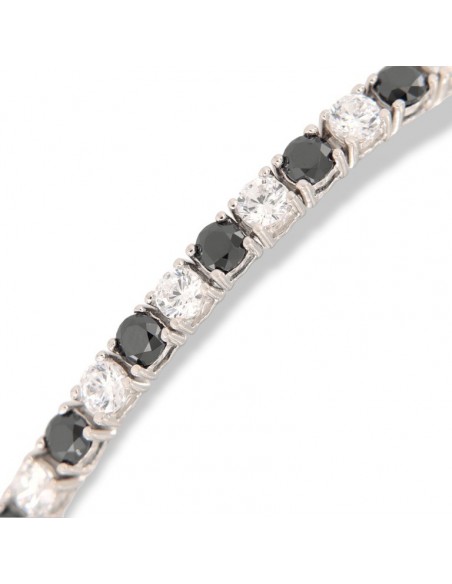 Bracciale Argento Tennis Zirconi Bianchi/Neri 3MM [61f1c5ef]