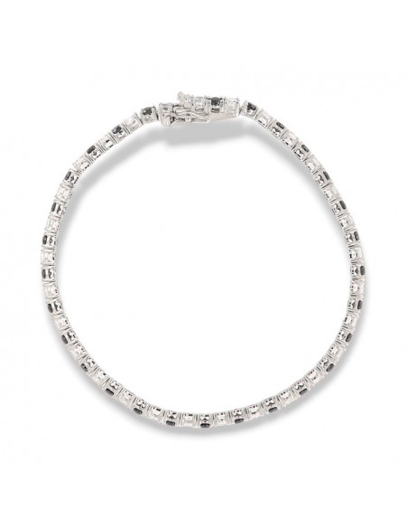 Bracciale Argento Tennis Zirconi Bianchi/Neri 3MM [64a182f1]