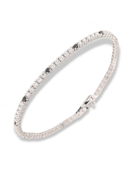 Bracciale Argento Tennis Zirconi Bianchi/Neri 2MM [52489f70]