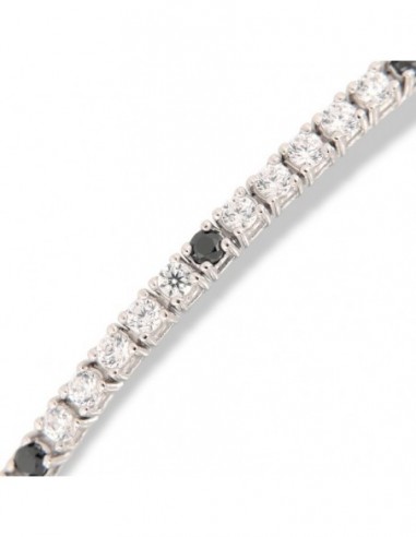 Bracciale Argento Tennis Zirconi Bianchi/Neri 2MM [e65d1dee]