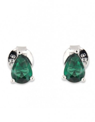 Orecchini Argento Rodiato Goccia Verde [974a8676]