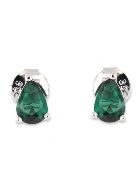 Orecchini Argento Rodiato Goccia Verde [974a8676]
