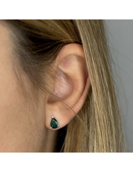 Orecchini Argento Rodiato Goccia Verde [88d41763]