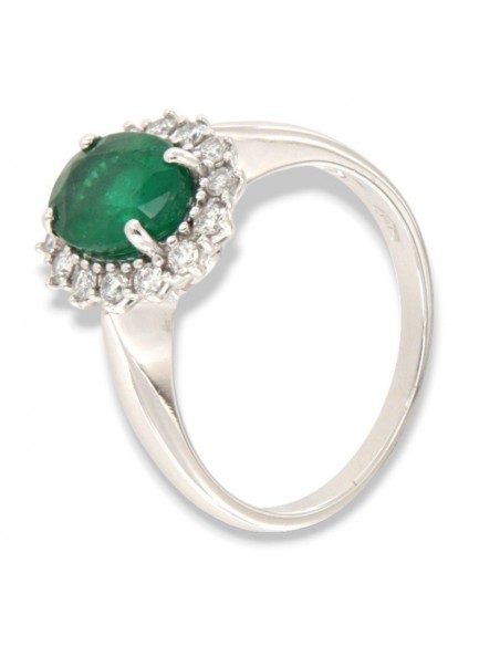 ANELLO ORO BIANCO SMERALDO 1,82 CARATI 14 DIAMANTI CONTORNO 0,32 CARATI [ef63d979]