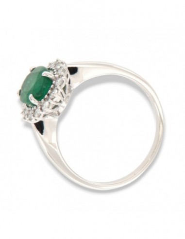 ANELLO ORO BIANCO SMERALDO 1,82 CARATI 14 DIAMANTI CONTORNO 0,32 CARATI [587e187d]