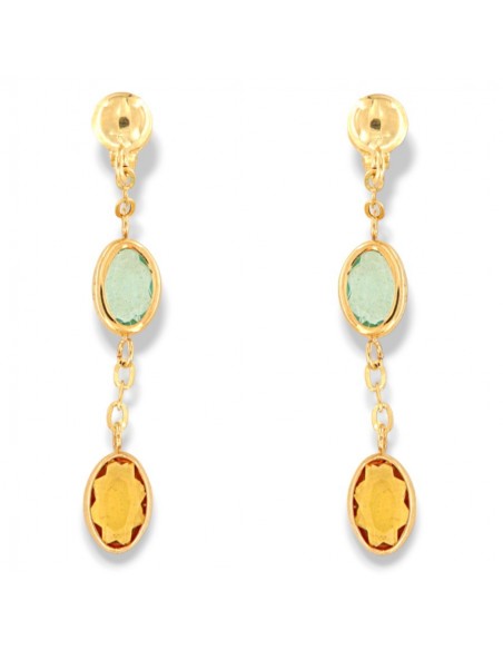 Orecchini Oro Giallo Pendenti Quarzo Rosa Topazio [b8d49466]