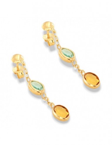 Orecchini Oro Giallo Pendenti Quarzo Rosa Topazio [d6ef166f]