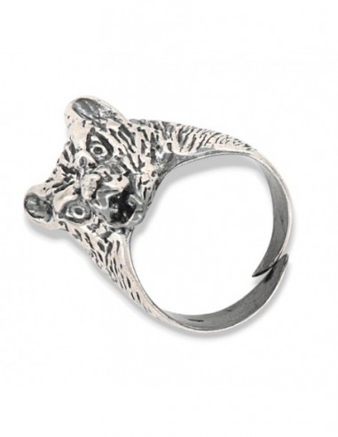 ANELLO ARGENTO TESTA LUPO BRUNITO [a6b03477]