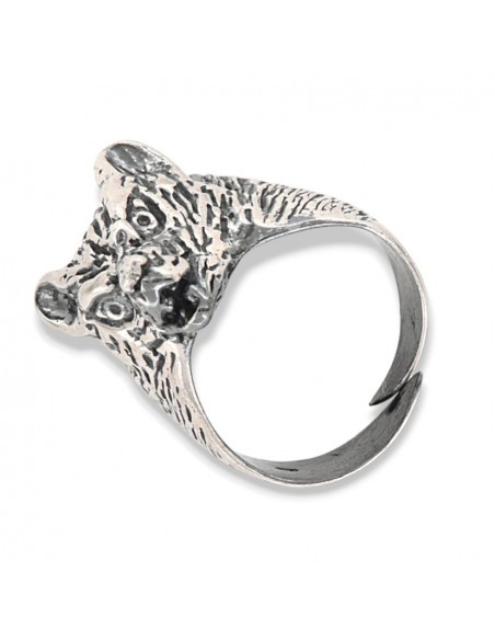 ANELLO ARGENTO TESTA LUPO BRUNITO [a6b03477]