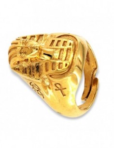 Anello Argento Rodiato Sfinge Egiziana Con  Geroglifici [9e31b49e]