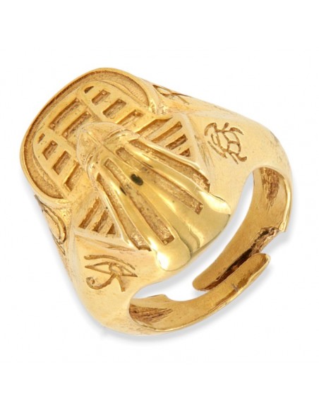 Anello Argento Rodiato Sfinge Egiziana Con  Geroglifici [615e4ea8]