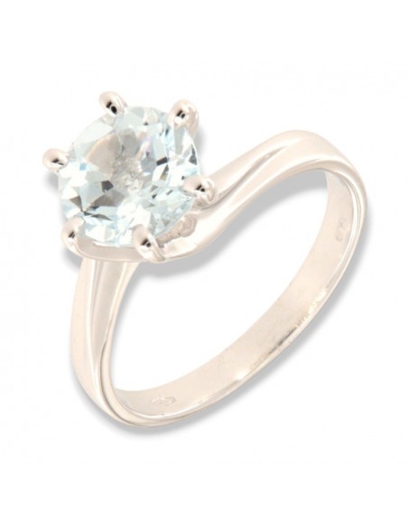 ANELLO ORO BIANCO ACQUAMARINA TAGLIO ROTONDO 1,00 [58e506c7]