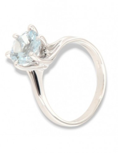 ANELLO ORO BIANCO ACQUAMARINA TAGLIO ROTONDO 1,00 [5db541d9]