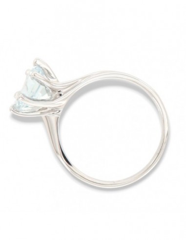ANELLO ORO BIANCO ACQUAMARINA TAGLIO ROTONDO 1,00 [eaa880dd]