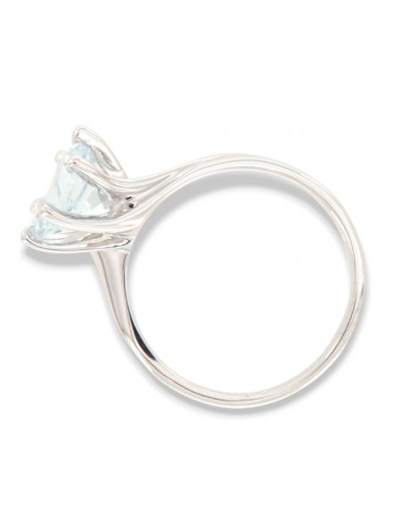 ANELLO ORO BIANCO ACQUAMARINA TAGLIO ROTONDO 1,00 [eaa880dd]