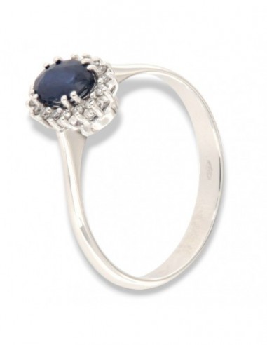 ANELLO ORO BIANCO ZAFFIRO OVALE 0,50 DIAMANTI 0,18 [8f881f1a]
