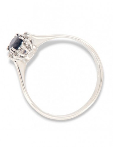 ANELLO ORO BIANCO ZAFFIRO OVALE 0,50 DIAMANTI 0,18 [3895de1e]