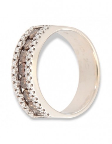 ANELLO ORO BIANCO FASCIA BROWN CENTRALI DIAMANTI [3e19b316]