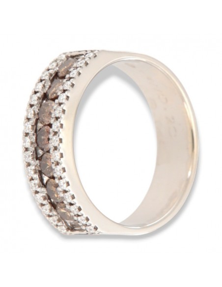 ANELLO ORO BIANCO FASCIA BROWN CENTRALI DIAMANTI [3e19b316]