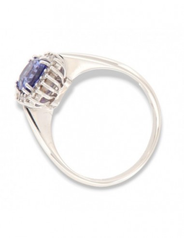 Anello Oro Bianco Principessa Tanzanite Taglio Cuscino 1,15 Diamanti 0,17 [314a004b]