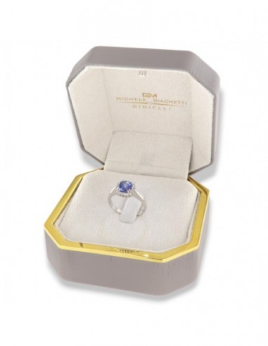 Anello Oro Bianco Principessa Tanzanite Taglio Cuscino 1,15 Diamanti 0,17 [5f718242]
