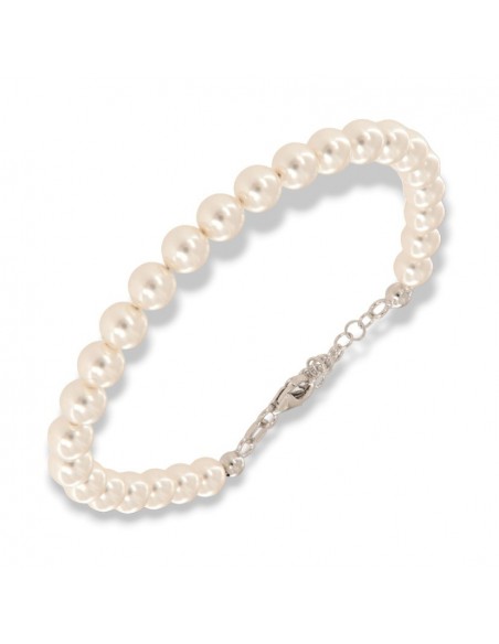 Bracciale Argento Rodiato Perle 6MM [10c77bba]