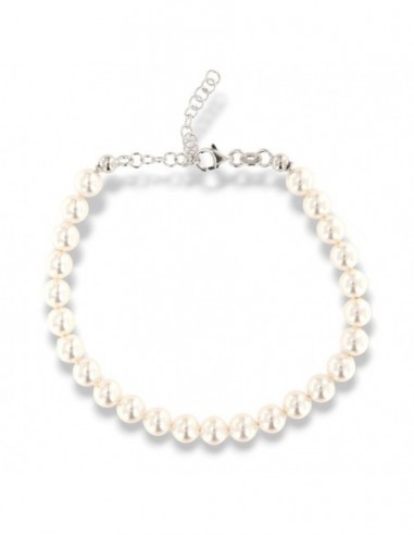 Bracciale Argento Rodiato Perle 6MM [cf34c540]